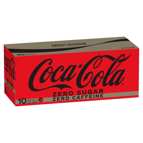 Coca Cola Zero Sugar Zero Caffeine 10 x 375ml Cans