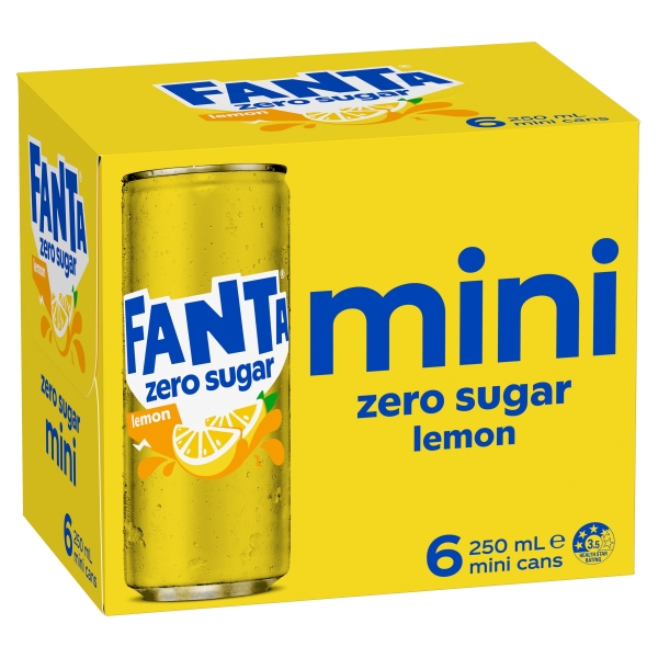 Fanta Lemon Zero Sugar Multipack Mini Can 6 x 250mL