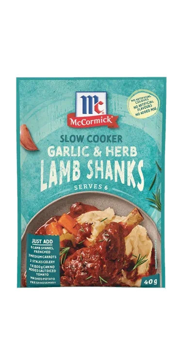 McCormick Slow Cookers Garlic & Herb Lamb Shanks 40g