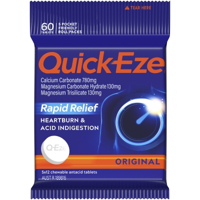 Quick Eze Antacid Tablets Original 60 Pack 146g
