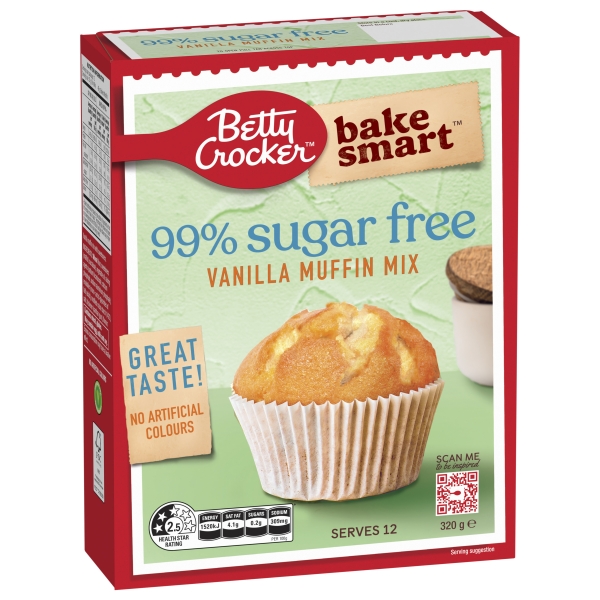 Betty Crocker Bake Smart 99% Sugar Free Vanilla Muffin Mix 320g