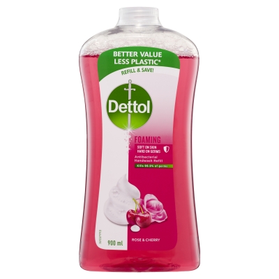 Dettol Liquid Hand Wash Foaming Rose & Cherry Refill 900ml