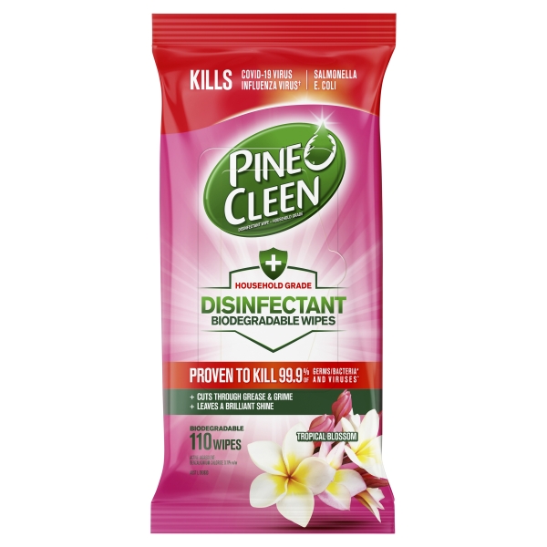 Pine O Cleen Disinfectant Biodegradable Wipes Tropical Blossom 110 Pack