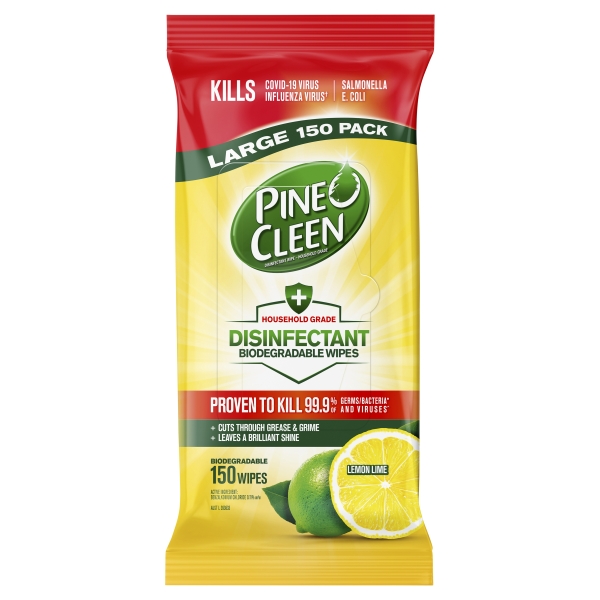 Pine O Cleen Disinfectant Wipes Lemon Lime 150 Pack