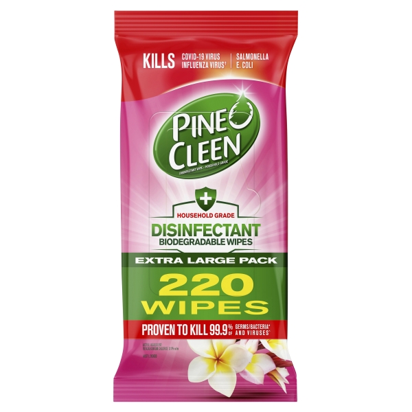 Pine O Cleen Disinfectant Biodegradable Wipes Tropical Blossom 220 Pack