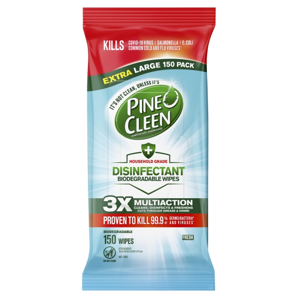 Pine O Cleen Disinfectant Biodegradable Multipurpose Wipes Fresh 150 Pack