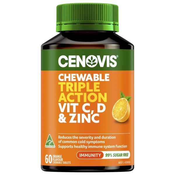 Cenovis Chewable Triple Action Vitamin C, D & Zinc 60 Pack