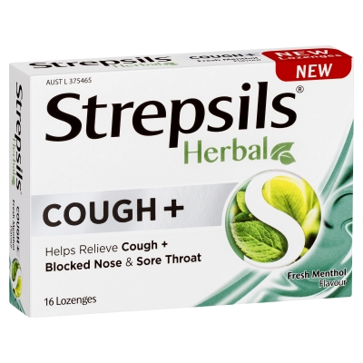 Strepsils Lozenges Herbal Cough + Menthol 16 Pack