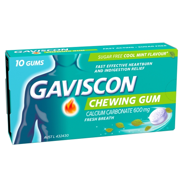 Gaviscon Chewing Gum Heartburn & Indigestion Relief Cool Mint 10 Pack