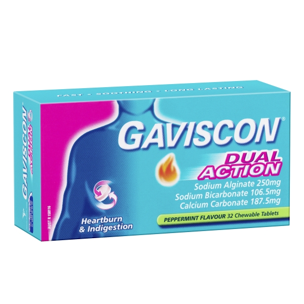 Gaviscon Dual Action Peppermint Tablets 32 Pack