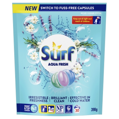 Surf Laundry Capsules Aqua Fresh 30 Pack