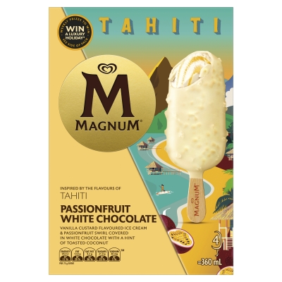 Streets Magnum Ice Cream Passionfruit White Chocolate 4 Pack 360ml