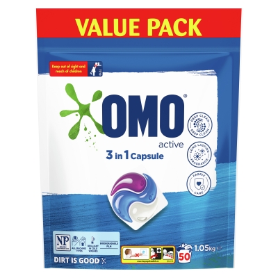 Omo 3 In 1 Laundry Capsules Sensitive 50 Pack