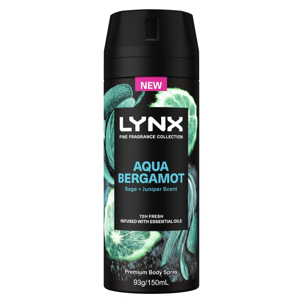 Lynx Body Spray Fine Fragrance Aqua Bergamot 150ml