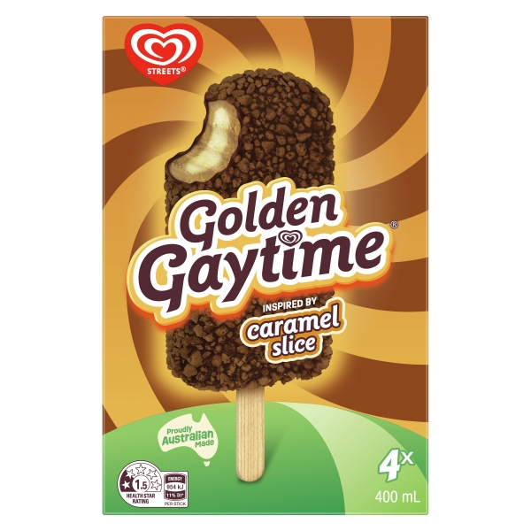 Streets Golden Gaytime Ice Cream Caramel Slice 4 Pack 400ml