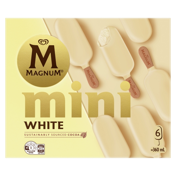 Streets Magnum Ice Cream Mini White 6 Pack 360ml