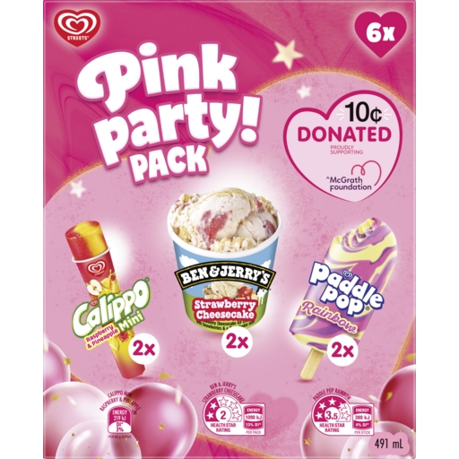 Streets Ice Cream Party Pack Pink 6 Pack 491ml