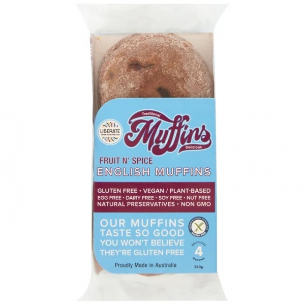 Liberate Gluten Free English Muffins Fruit & Spice 340g
