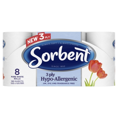 Sorbent Toilet Roll Hypo Allergenic Extra 8 Pack