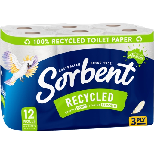 Sorbent White Toilet Rolls Recycled 12 Pack