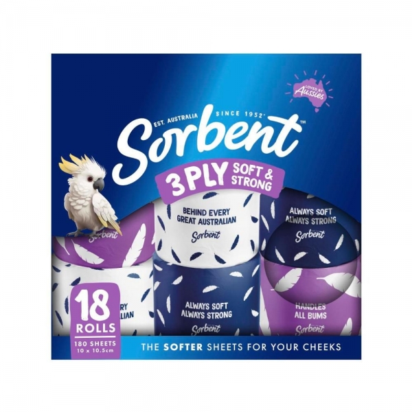 Sorbent Toilet Rolls 6 Ply Single Wrapped 18 Pack