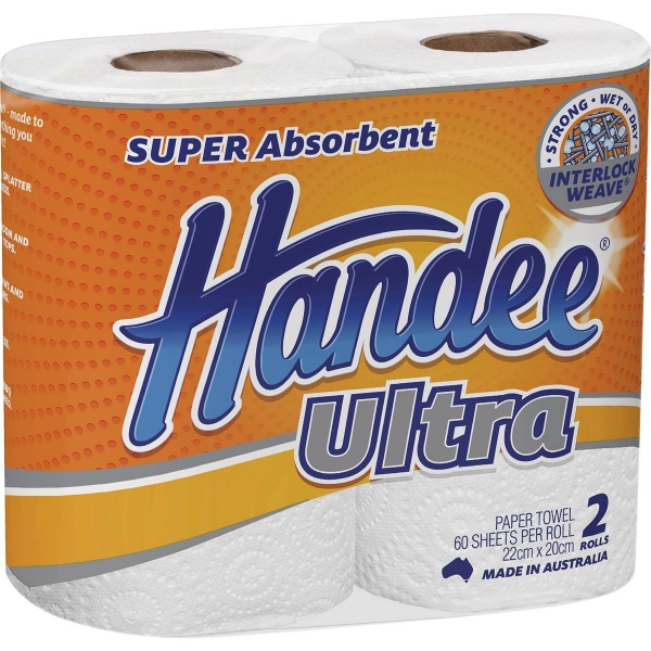 Handee Ultra Paper Towels White 2 Pack