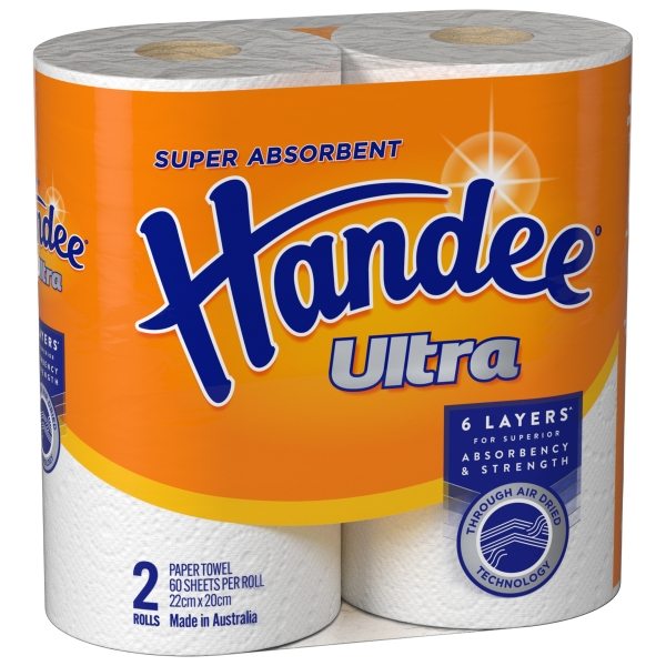 Handee Ultra Paper Towels White 2 Pack