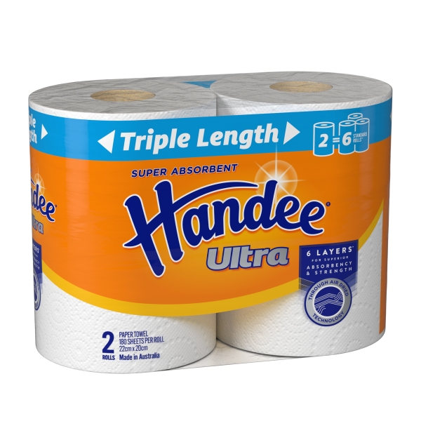 Handee Ultra Paper Towels Triple Length 2 Pack