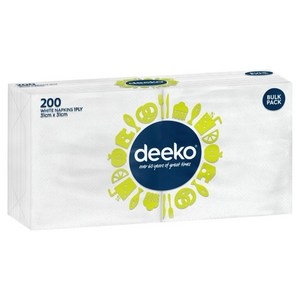 Deeko Serviettes 1 Ply 200 Pack