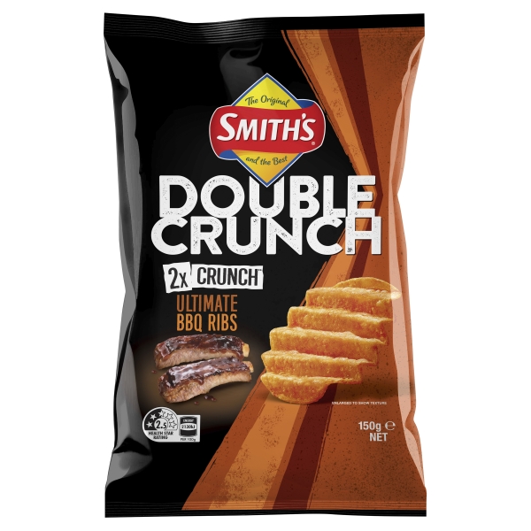 Smiths Double Crunch Ultimate BBQ Ribs Chips 150g
