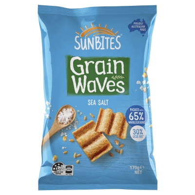 Sunbites Grain Waves Wholegrain Chips Sea Salt 170g | Adelaide's Finest ...