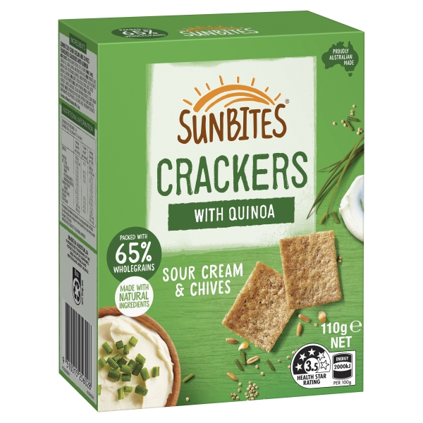 Sunbites Crackers With Quinoa Sour Cream & Chives 110g | Adelaide's ...