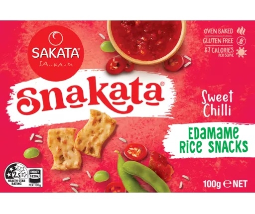 Sakata Snakata Edamame Rice Snacks Sweet Chilli 100g