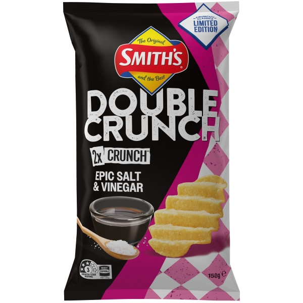 Smith's Double Crunch Epic Salt And Vinegar Chips 150g