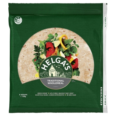 Helga's Wraps Traditional Wholemeal 8 Pack 508g