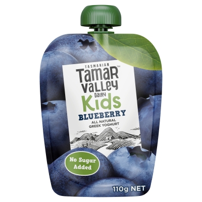 Tamar Valley Yoghurt Kids Greek Blueberry Pouch 110g