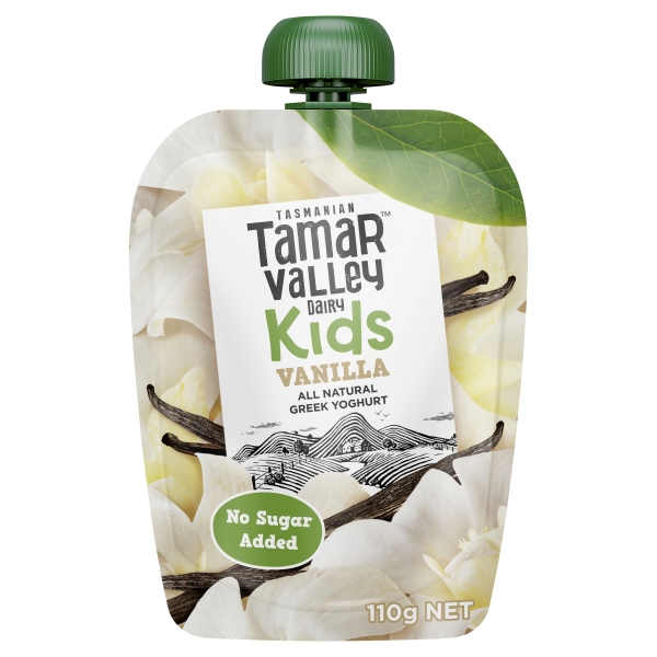 Tamar Valley Yoghurt Kids Greek Vanilla Pouch 110g