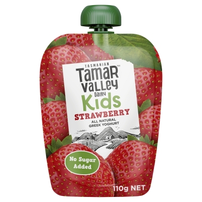 Tamar Valley Yoghurt Kids Greek Strawberry Pouch 110g