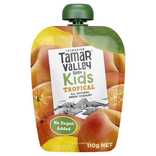 Tamar Valley Yoghurt Kids Greek Tropical Pouch 110g