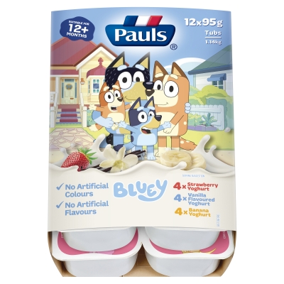 Pauls Kids Yoghurt Vanilla Strawberry & Banana 12 x 95g