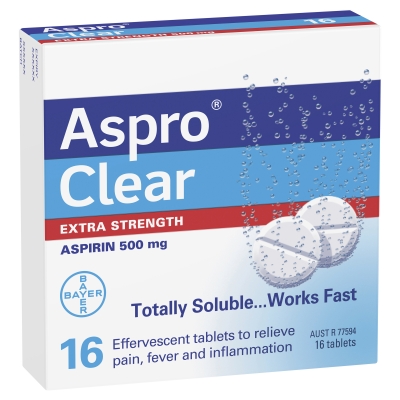 Aspro Clear Extra Strength 500mg 16 Tablets