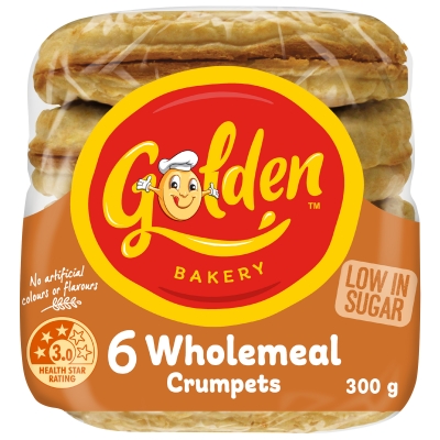 Golden Crumpet Wholemeal 6 Pack 300g