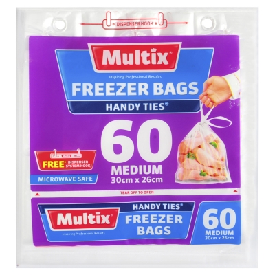 Multix Handy Ties Freezer Bags Medium 60 Pack