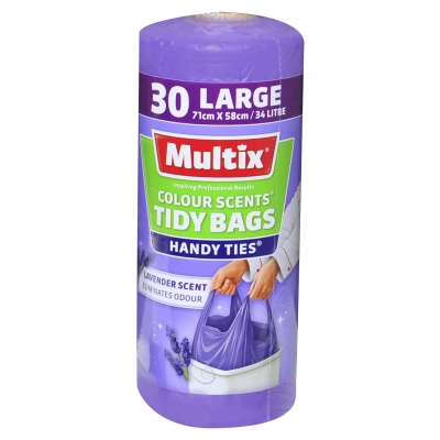 Multix Handy Ties Tidy Bag Lavender Large 34lt 30 Pack
