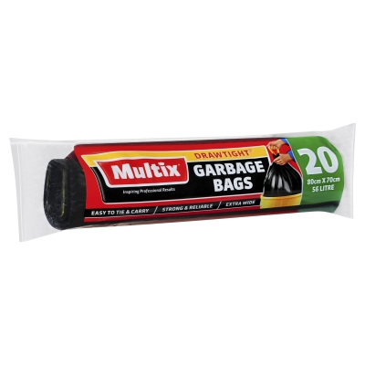 Multix Drawtight Garbage Bags Extra Wide 56lt 20 Pack