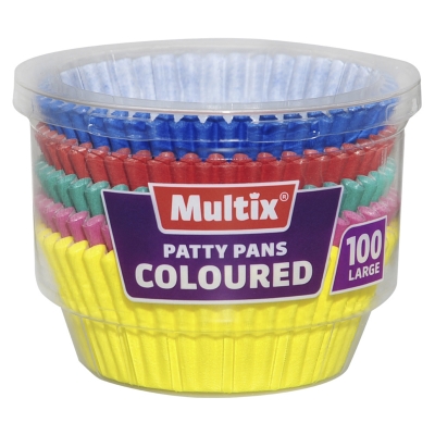 Multix Patty Pans Coloured Large 100 Pack