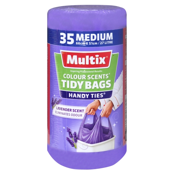 Multix Handy Ties Tidy Bag Lavender Medium 27lt 35 Pack