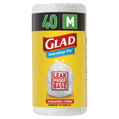 Glad Wavetop Tie Bags Medium 27lt 40 Pack