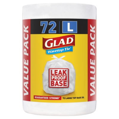 Glad Wavetop Tie Bags Large 35lt 72 Pack