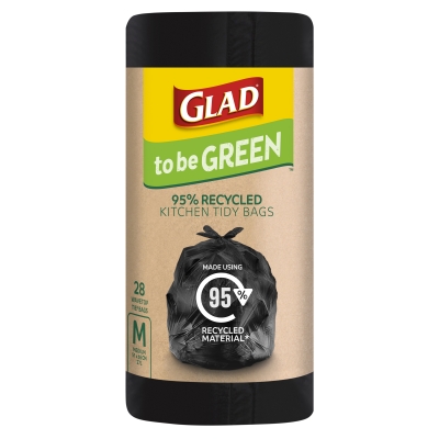 Glad Kitchen Tidy Wavetop Bags Recycled Medium 28 Pack